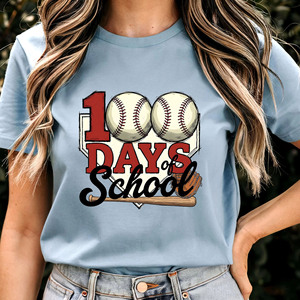 Transferencia DTF de Béisbol para 100 Días de Clases, Listo para Planchar, para Amantes del Béisbol, Feliz 100 Días, Transferencia DTF para Camisetas - Product Image 4