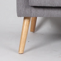 Canapé 2 places en lin gris, coussin séparé, style Chesterfield moderne, petit canapé avec pieds en bois massif, certifié BSCI, pour salon et entrepôt