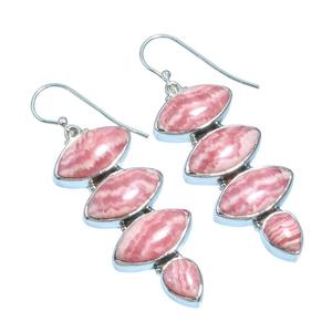 Elegantes y hermosos pendientes de piedras preciosas de Rodocrosita de plata esterlina sólida 925, pendientes bohemios de piedras preciosas naturales de Rodocrosita - Product Image 1