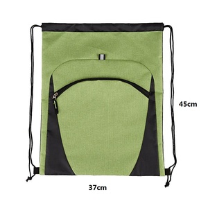 <b>Drawstring</b> <b>Backpack</b> 45cm Heathered Cinch Sack Gym Front Zip Pocket Reflective Sports Travel Hiking School Outdoor Daily 7 Colors - Product Image 2