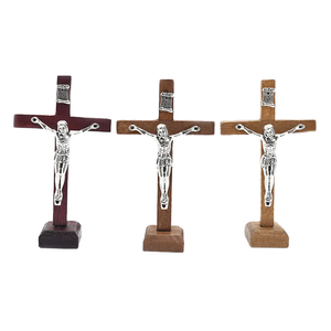Croix religieuse catholique en bois plaqué platine de 4,7 pouces, <span class=keywords><strong>crucifix</strong></span>, artisanat <span class=keywords><strong>DIY</strong></span>, pendentifs de mode, breloques, personnalisation - Product Image 4