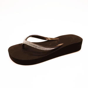 Tongs à semelles compensées pour femmes, chaussures d'été brillantes de strass - Product Image 6