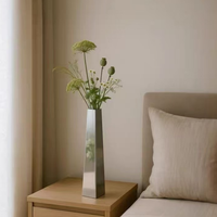 Vase en acier inoxydable moderne Wabi Sabi pour arrangement floral hydroponique, décoration de bureau pour la maison et l'hôtel, minimaliste, élégant, magnifique cadeau