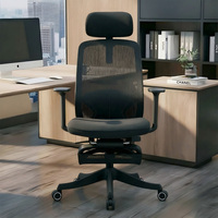 Chaise de bureau pivotante réglable en hauteur avec appui-tête réglable + dossier en maille respirante + cadre en acier + roulettes