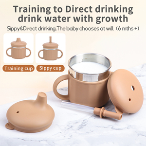 Silicone Sippy Cup Toddlers Double Wall Insulated No Spill Cup with Straw BPA Free - Product Image 3