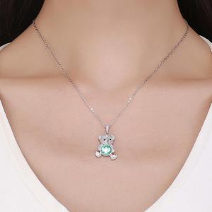 BAGREER SCN265 <span class=keywords><strong>collana</strong></span> d'argento 925 con orso carino all'ingrosso verde zircone per le donne e le ragazze per feste ricorrenze - Product Image 6