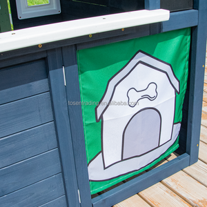 บ้านไม้กลางแจ้งแข็งแรงทนทานพร้อมประตูสีเขียว กล่องดอกไม้สีขาว ปล่องไฟ และครัวเล่น - บ้านเล่นสำหรับเด็กในสวนหลังบ้าน - Product Image 5