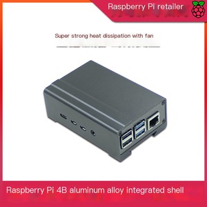 适用于树莓派<span class=keywords><strong>4</strong></span>代B型铝合金深色金属质感风扇外壳 - Product Image 2