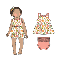 Ensemble de combinaison deux pièces pour filles d'été de haute qualité, haut sans manches imprimé mignon, short multicolores en option, tenue pour petites filles