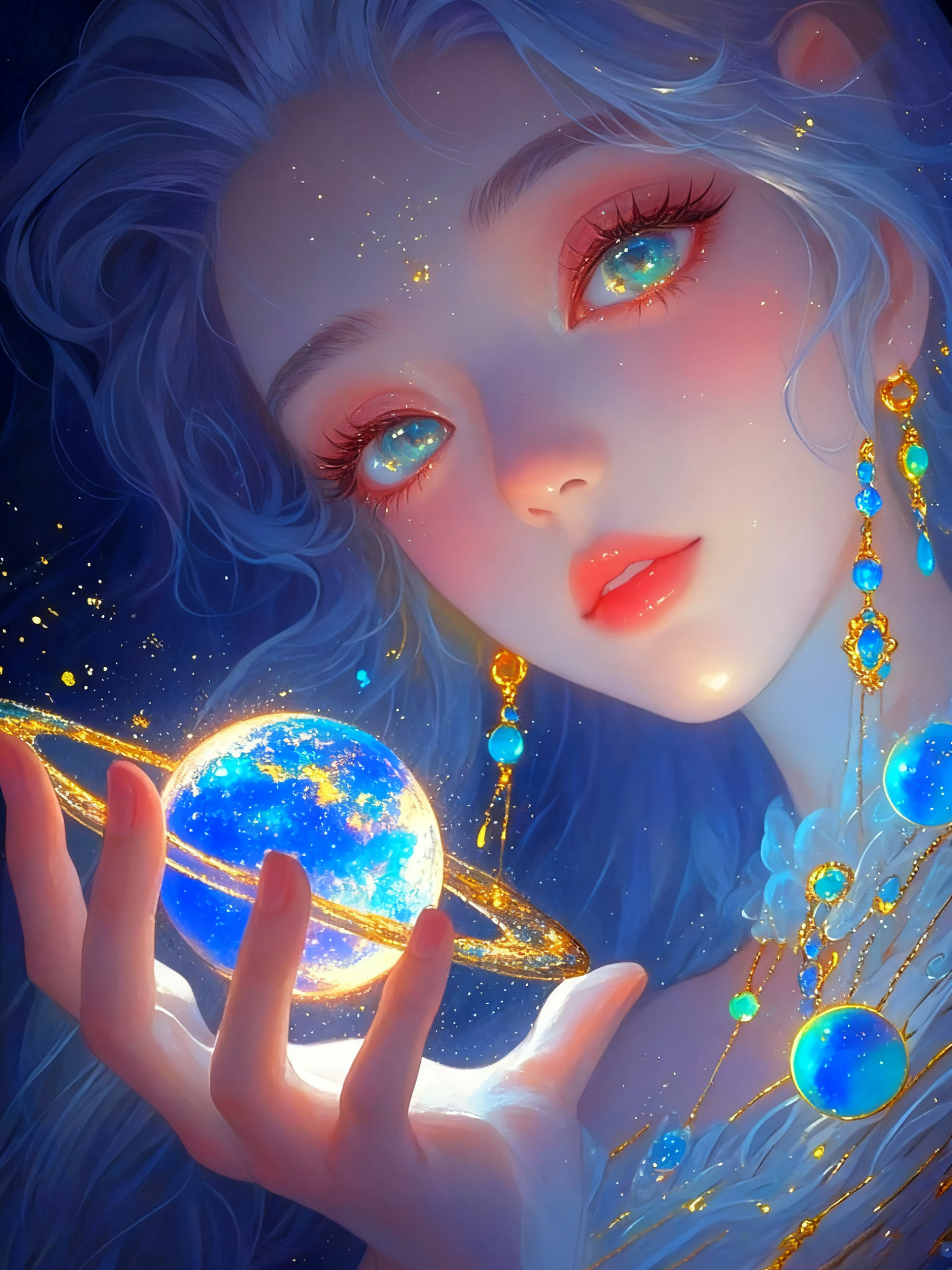 Blue flower girl ---AP04-1