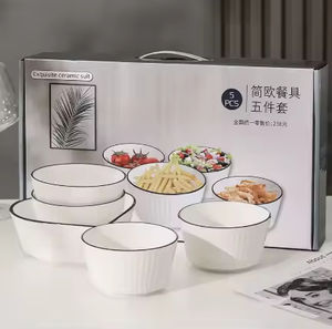 Vaisselle en céramique blanche pure en gros, bols et assiettes, service de table pour la maison - Product Image 3