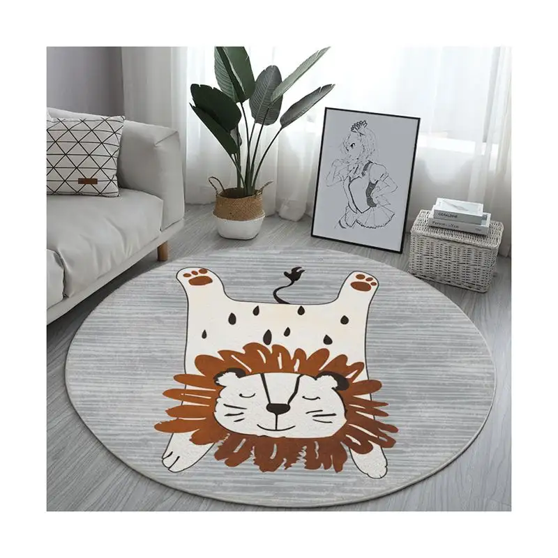 Tapis rond de dessin animé pour chambre d'enfants, tapis en peluche, décoration de la maison, mignon, moelleux, antidérapant, chaise, tapis de sol, tapis de salon