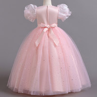 Robe de bal princesse formelle à manches bouffantes scintillantes, longueur genou, pour filles de 1 à 12 ans, élégante, en tulle à sequins, avec applique de rose, pour demoiselle d'honneur