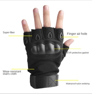 DFG502 Cheap <b>Combat</b> Outdoor Riding Training Tactical Half Finger Gloves <b>Black</b> Khaki Sports Green Campus Students Gloves - Product Image 3