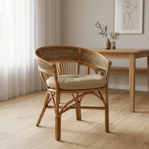 Offre Spéciale Juin : Fauteuil en Rotin Capitonnée DAKOTA – Siège Moderne et Confortable pour Salon et Chambre à Coucher – Mobilier de Maison - Product Image 1