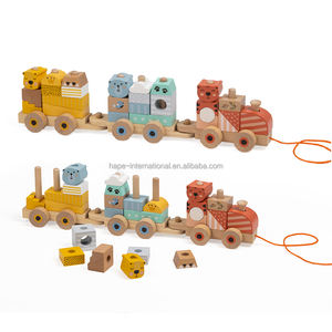 <span class=keywords><strong>Train</strong></span> en bois blocs de construction jouets pour enfants cadeau d'anniversaire numéro Montessori bébé empilable jouet enfant en bas âge tri bois véhicule ensemble - Product Image 1