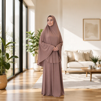 Vêtements islamiques de mode musulmane personnalisés, abaya avec ensemble khimar, tissu jersey de qualité supérieure, hijab long élastique, khimar