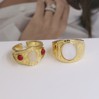 Mode Rétro Luxe Anneau Personnalité Pierres Précieuses Anneau Zircone Antique Réglable Cuivre Anneau pour les Femmes