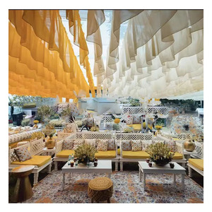 Nhà hàng ngoài trời trần thiết kế vẫy rèm xếp nếp Rèm Voan xếp nếp đám cưới sang trọng trang trí khách sạn mái treo xếp nếp - Product Image 2