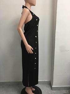 Vestidos Maxi de Verano para Mujer, con Tirantes Halter, Espalda Descubierta, Ajustados, con Botones, al por Mayor - Product Image 6