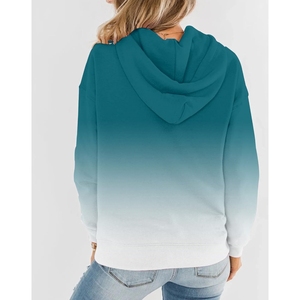 Sweat à capuche surdimensionné pour femme, manches longues, couleur unie, tricoté, respirant, vêtement d'automne avec poches, coupe régulière, blanc et noir - Product Image 5