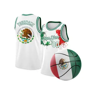 Print On Demand Mexico Flag Design Jersey Groothandel Vaderdag Cadeau Basketbal En Basketbal Vest Sublimatie Basketbal