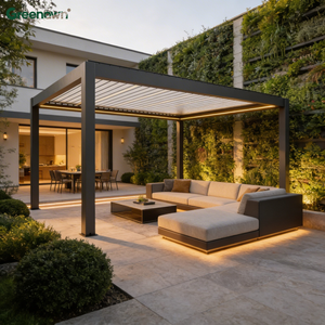 Pérgola <span class=keywords><strong>de</strong></span> Alta Gama con Paredes <span class=keywords><strong>de</strong></span> Vidrio, Gazebo Impermeable <span class=keywords><strong>de</strong></span> Aluminio con Techo <span class=keywords><strong>de</strong></span> Láminas para <span class=keywords><strong>Terraza</strong></span> <span class=keywords><strong>de</strong></span> Lujo - Product Image 1