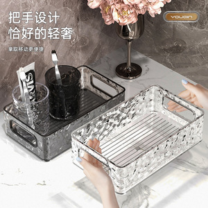 Transparent Glacier Pattern Storage Box Rectangular Plastic Desktop Cosmetic Organizer Living Room Organizer No Lid 45L - Product Image 2