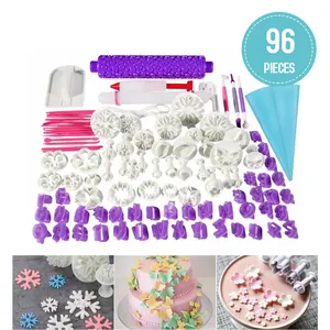 Kit de décoration de glaçage d'ustensiles pour gâteaux, 96 pièces, ustensiles de pâtisserie avec modelage en fleurs, moule à Fondant, ensemble d'outils