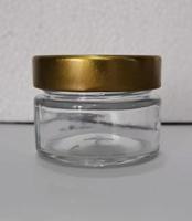Bocal hexagonal en verre avec couvercle en métal, vente en gros
