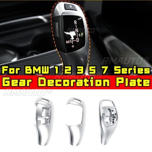 Pour BMW Série 1 2 3 5 7 X3 X4, plaque de décoration de levier de vitesse en fibre de carbone noir brillant/argenté, pour conduite à droite/à gauche, modification - Product Image 1