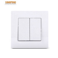 Interruptor de Luz de Pared Eléctrico Cuadrado Tipo 86*86mm, 2 Ganglios, 1 Vía/2 Vías, con Panel de PC en Color Gris, Dorado y Plateado, 10A 220-250V