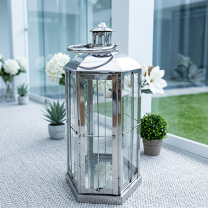 Wholesale Latest Design Stainless Steel and Glass Handmade Durable Candle Holder Lantern for Home and Porch <b>Decoration</b> - Product Image 2
