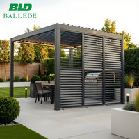 Pergola professionnelle en aluminium 6063-T6, résistante aux ouragans, avec design structurel extérieur et capteurs de vent