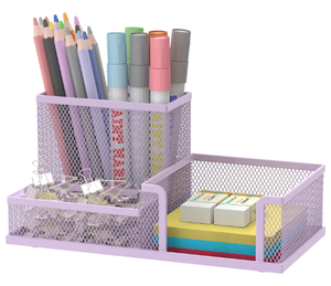 <b>Pen</b> Holder Desk Organizer Office Supplies with 3 Compartment Desk Accessories and Workspace Organizers for Home School Pink - Product Image 3