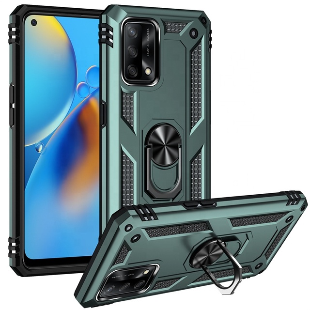 Factory Price Armor Holder Metal Ring Kickstand A74 A55 5G TPU PC Para Coque Mobile Back Cover for Opporealme 5g Phone case
