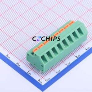 KF237-5.08-8P Spring Terminal Block Through hole Component (THT),P=5.08mm Connector 1x8P 5.08mm Green 8P - Product Image 1