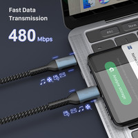 Câble USB C à C 100W 6 pieds 2m Type-C 5A E Mark Câble en nylon tressé à charge rapide pour téléphone portable ou tablette
