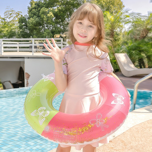 Anillo de natación con diseño de mariposa y lentejuelas para niños, flotador inflable de PVC para piscina, para niños de 5 a 7 años - Product Image 3
