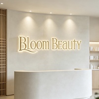 Papan Tanda LED Premium Berlapis Titanium Emas dengan Lampu Latar, Huruf LED Logam 3D, Papan Tanda Logo Bisnis untuk Hotel & Kantor
