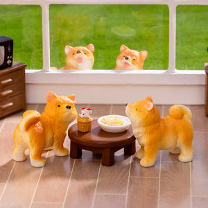 Realistis Shiba Lnu Resin boneka anak anjing miniatur emulasional anjing kecil hewan kerajinan untuk kue Topper telur Paskah hadiah ulang tahun - Product Image 4