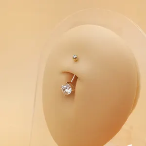 Anelli di pancia 14K oro massiccio ombelico anello Piercing gioielli rotondi CZ bottone a vite Body Jeweley