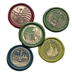 Sello de cera conmemorativo de la Ciudad Internacional, cabezal de latón de 3 cm para decoración de diarios y regalos - Product Image 5