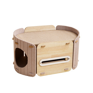 Casa para Gatos Moderna de Madera y Fieltro para Interiores, <span class=keywords><strong>Cama</strong></span> para Gatos de Varias Capas con Rascador, Duradera y Resistente, Suministro Directo de Fábrica - Product Image 1