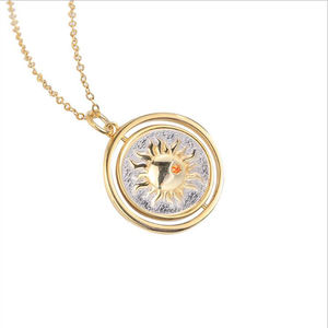 Collar con colgante de sol y luna de doble cara chapado en oro y plata 2021, joyería de diseño a la moda, 925 - Product Image 1