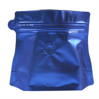 Pochette debout à fond plat en gros pochette vide à fermeture éclair pour le stockage des aliments sac de café en forme de rhomboïde en feuille d'aluminium mate avec valve