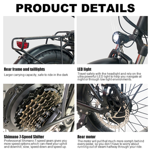 Vélo électrique pliable pour adultes, stock américain, 48V, 15Ah, 750W, 20 pouces, gros pneu, entrepôt européen, 48V, 13Ah, 250W - Product Image 6