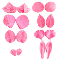 Moule à fleurs en silicone souple pour gâteau artisanal en sucre Pâte à gomme fondant Veiné Rose Pivoine Plumeria Daisy Orchid Clay Tools