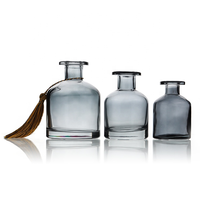 Diffuseur de parfum en verre noir de luxe 50ml/100ml avec bouchon couronne, sérigraphié, pour aromathérapie et artisanat