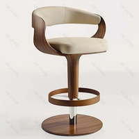 2025 luxe moderne tabouret de Bar rond velours métal bois cuisine comptoir hauteur chaise de Bar avec cuir pour meubles de salle à manger